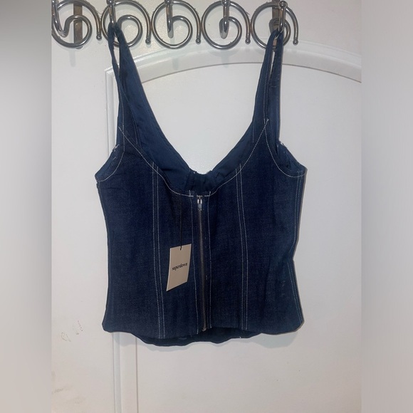 New! Superdown Aida Denim Bustier in Dark Wash 💙 Small NWT! - Picture 12 of 12